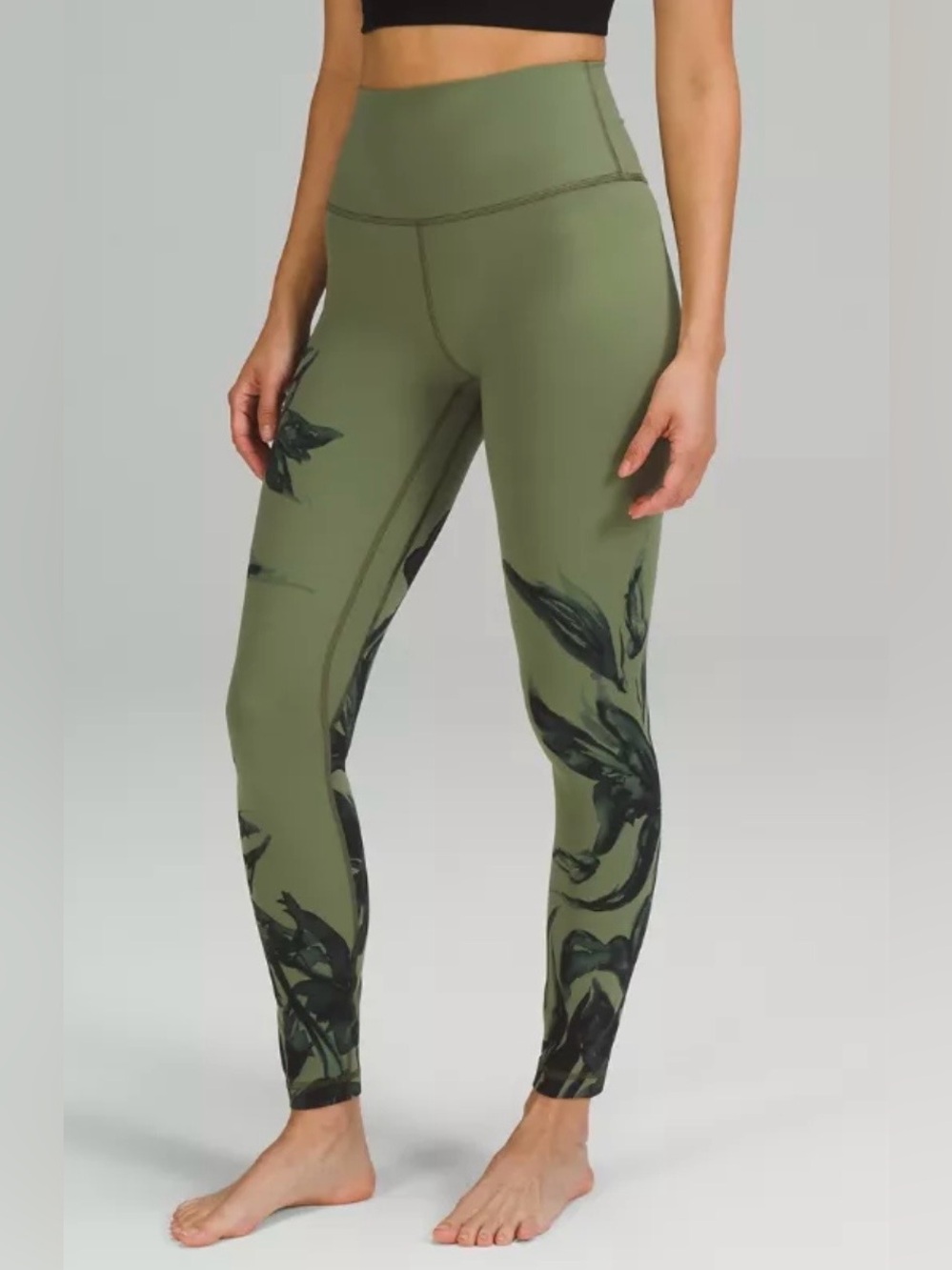Lululemon Align Leggings Size 2 Botanical Bloom Green Black Rare Discontinued